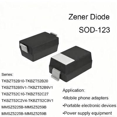 Buon prezzo SOD123 Pacco di schemi Diodi di Zener incapsulati in plastica che offrono soluzioni di fissaggio della tensione e di tensione di riferimento stabile in linea